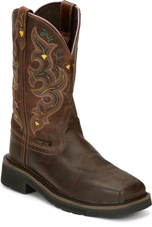 Justin Original Work Boots Sunney Comp Toe In Rugged Tan Justin